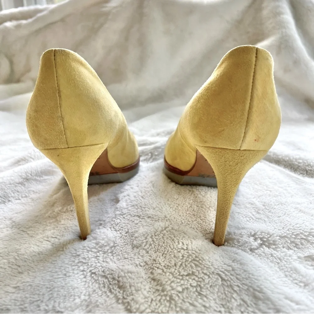 Yellow Suede Heels Made in Portugal Size 37 - US 7 Minimalist Neutral Spring